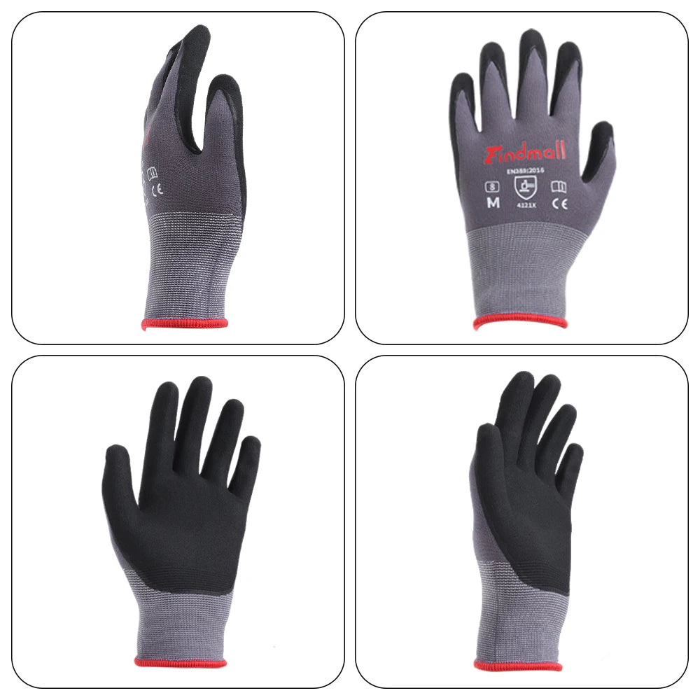 Heavy Duty Nitrile Coated Work Gloves For Mechanics And Warehouses