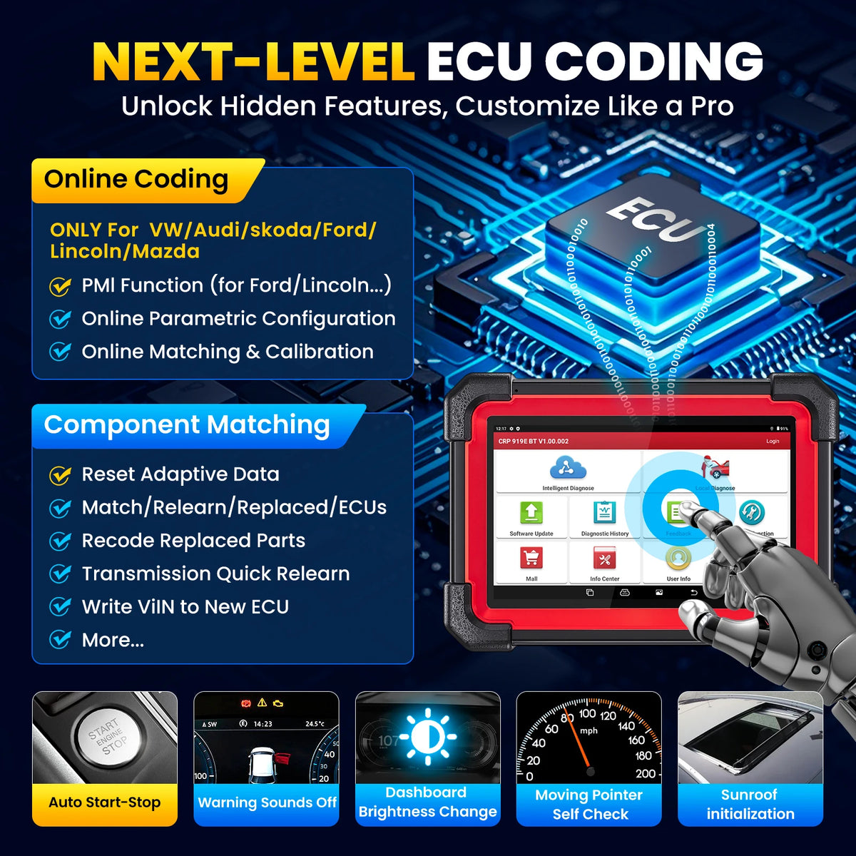 LAUNCH X431 CRP919E Bluetooth Car Diagnostic Scanner For ECU Coding