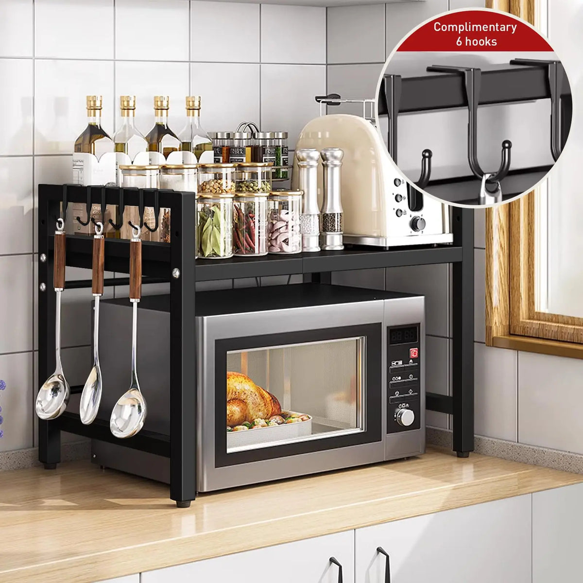 Expandable Microwave Countertop Shelf Rack Kitchen Storage