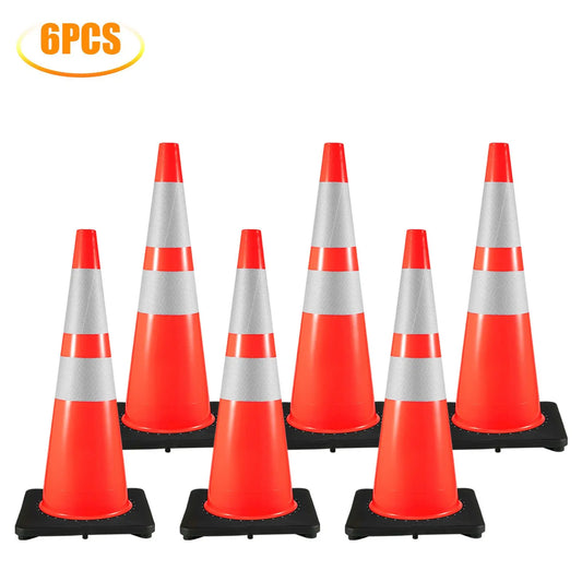 Durable Reflective Traffic Safety Cones With Weighted Base