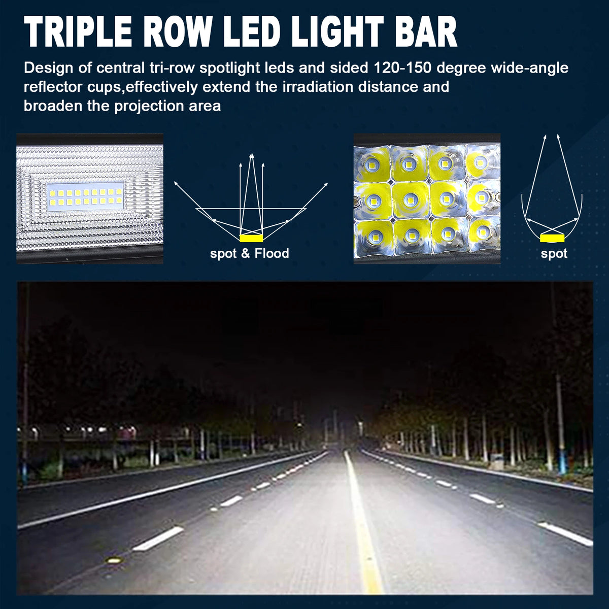 Auxthings Curved Off Road Led Light Bar Combo Beam Design