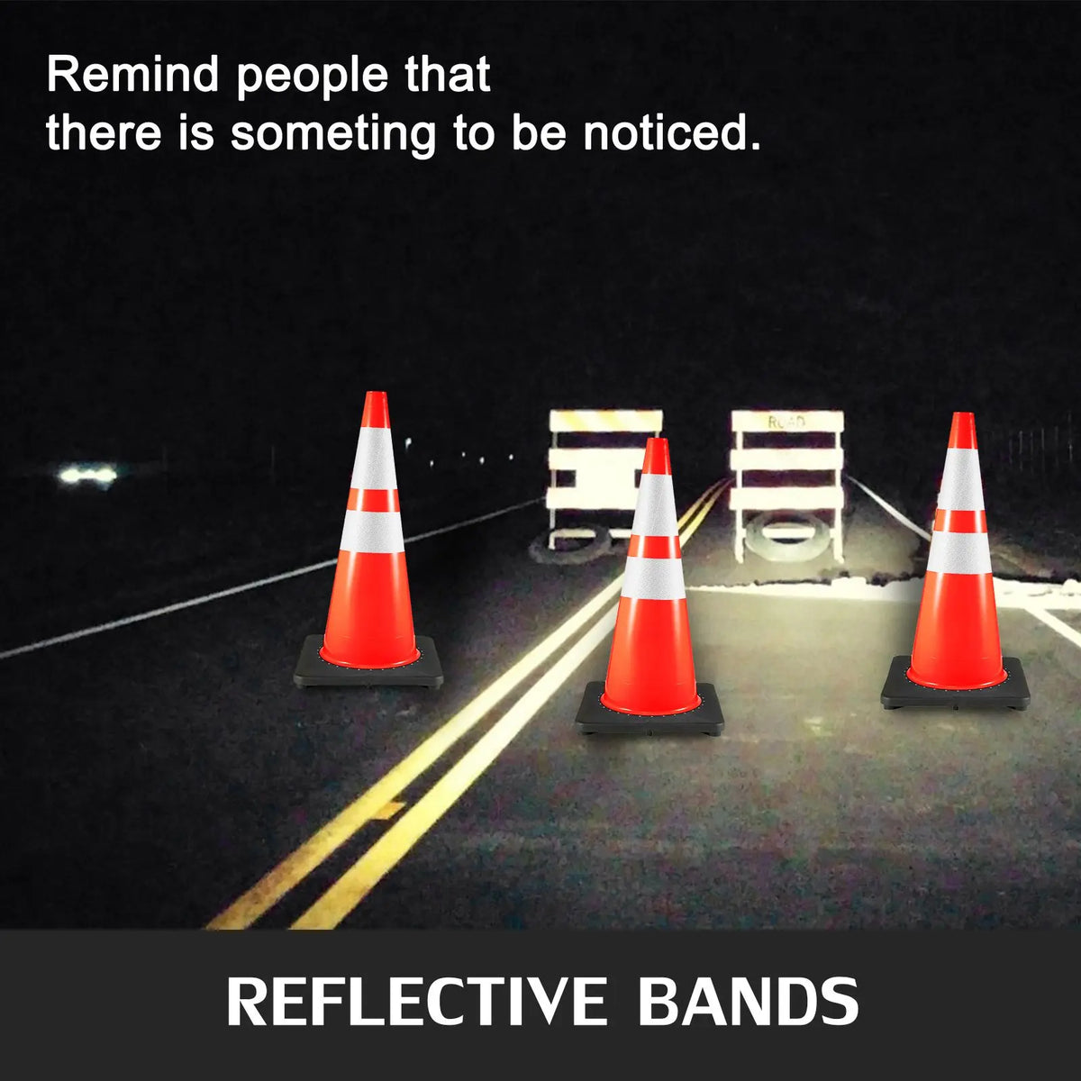 Durable Reflective Traffic Safety Cones With Weighted Base