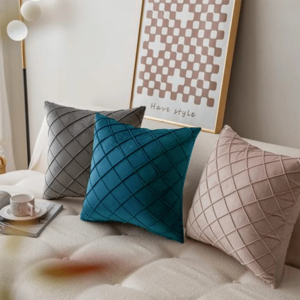 Premium Cotton Throw Pillow Set With Silk Filling Zippered Cover