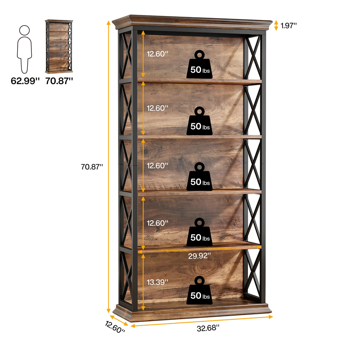 Tribesigns Modern Wooden Bookcase Floor Standing Storage Shelf