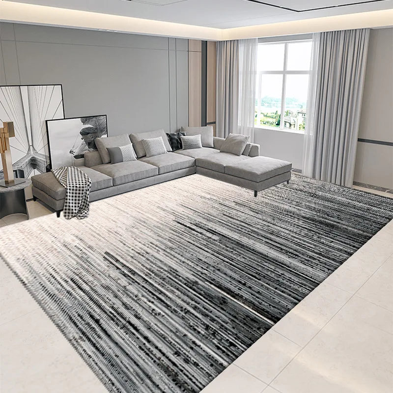 Nordic Geometric Print Crystal Velvet Area Rug With Non-Slip Backing