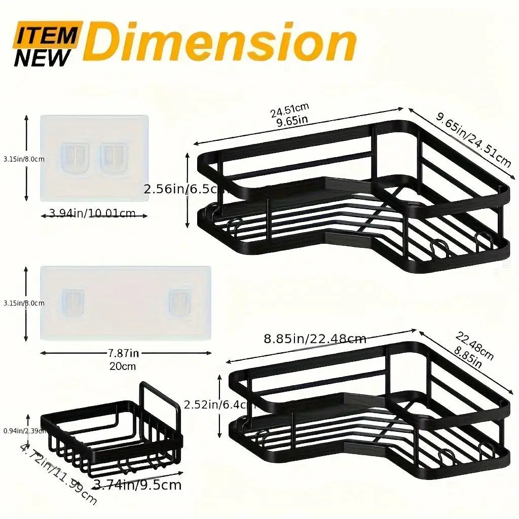 Heavy Duty Adhesive Shower Caddy Rack For Bathroom Wall Storage