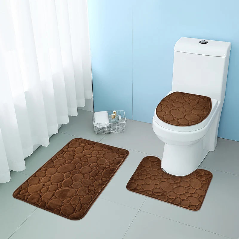 Microfiber Bathroom Floor Mat Set Water Absorbing Non Slip
