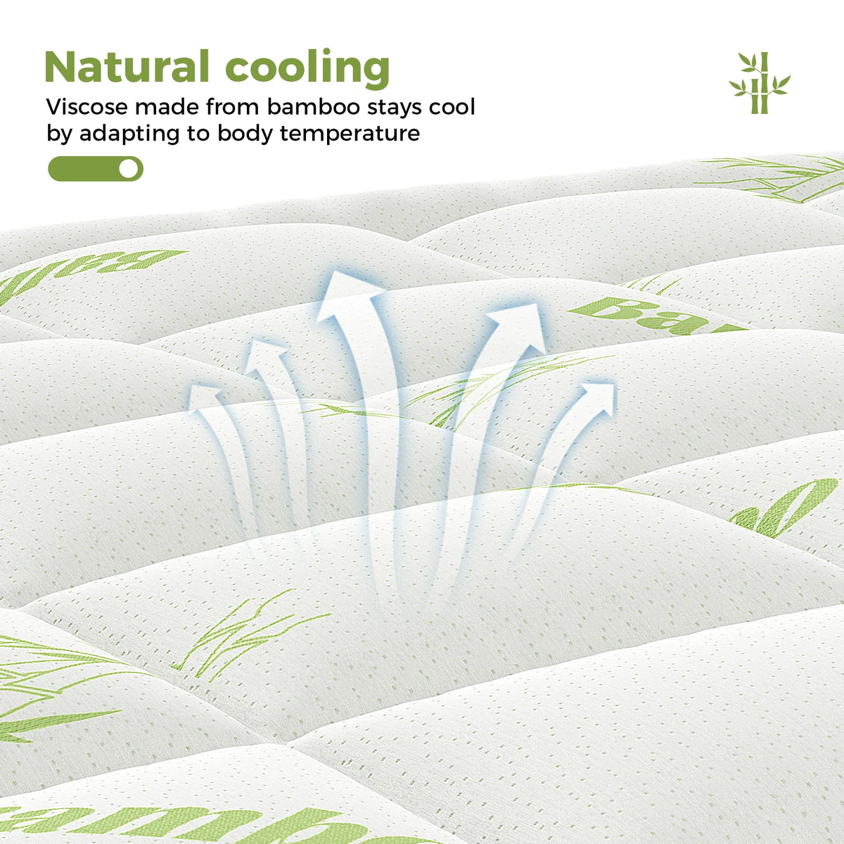 JHK Bamboo Latex Mattress Topper With Deep Pockets Cooling Layer