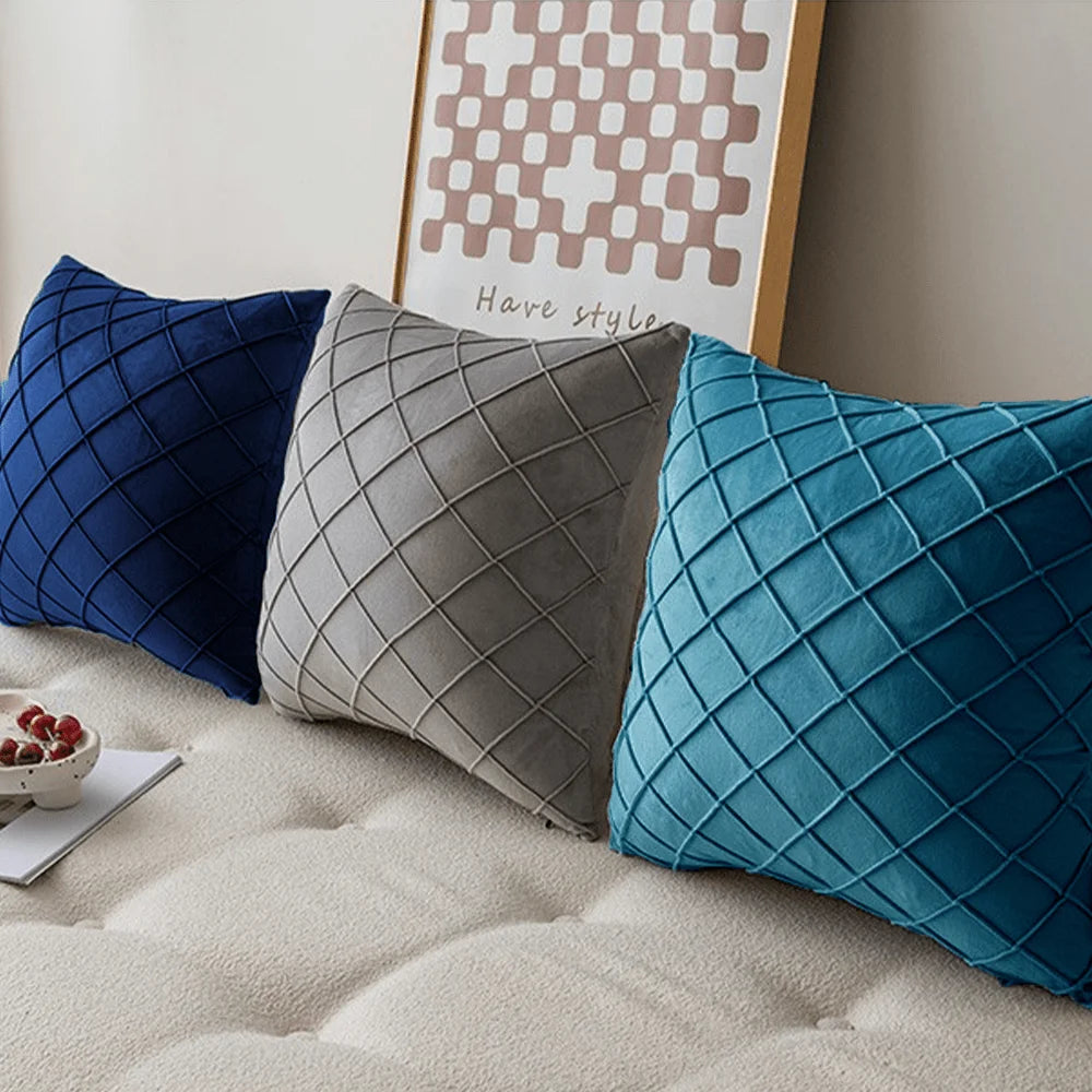 Premium Cotton Throw Pillow Set With Silk Filling Zippered Cover