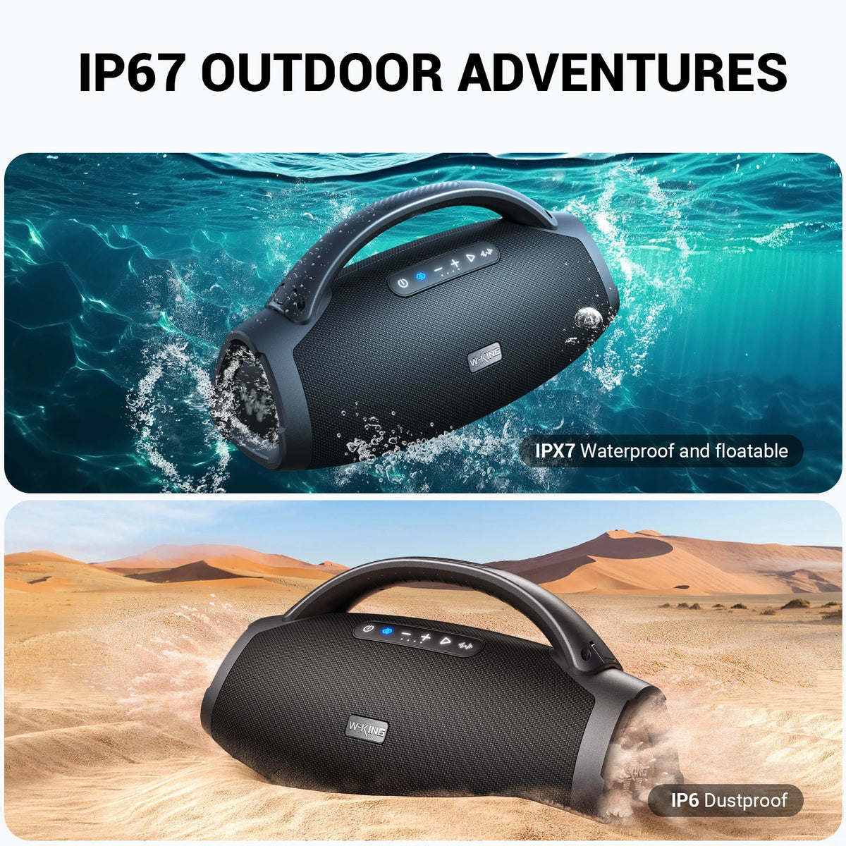 W King D20 Portable Bluetooth Speaker With Waterproof Outdoor Design
