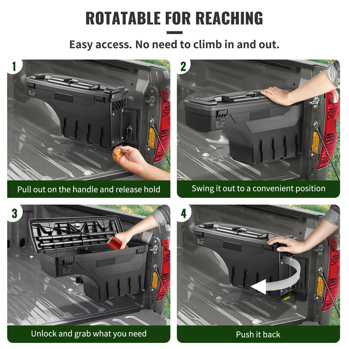 SucceBuy Waterproof Truck Bed Storage Box With Password Lock