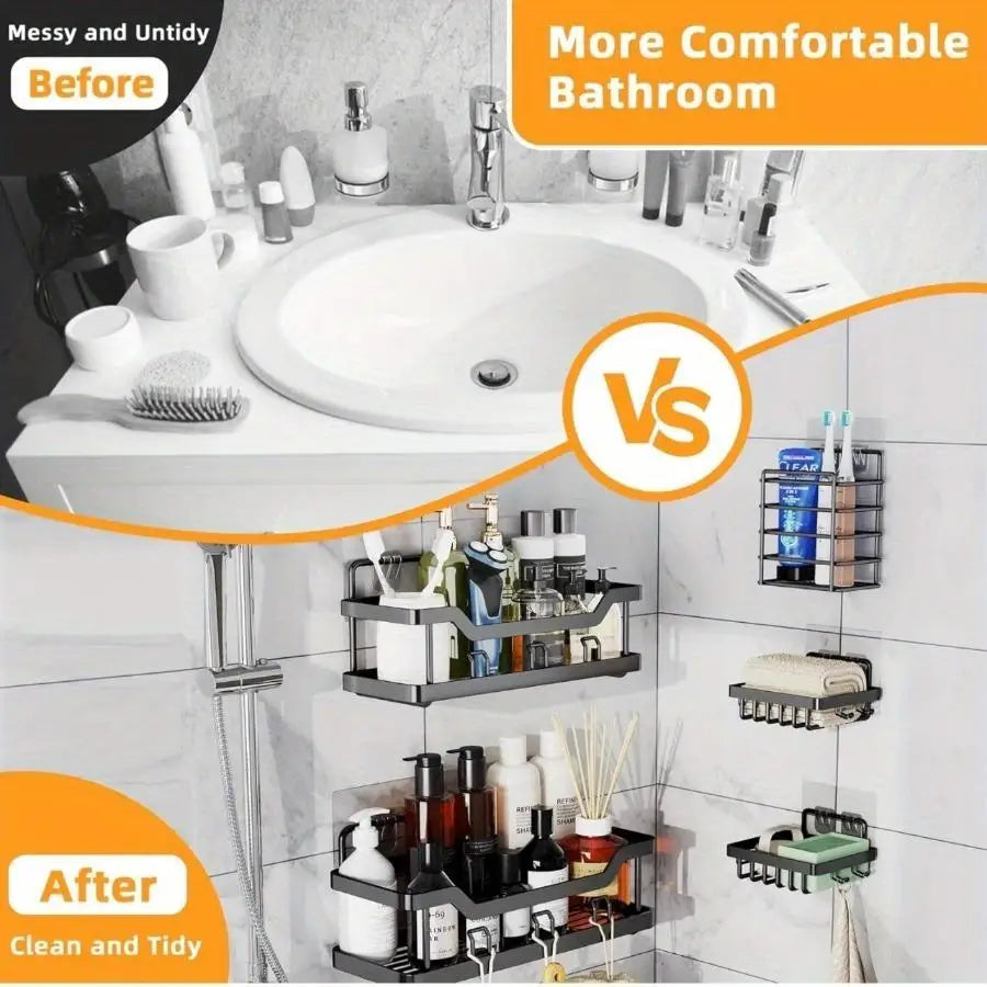 Heavy Duty Adhesive Shower Caddy Rack For Bathroom Wall Storage