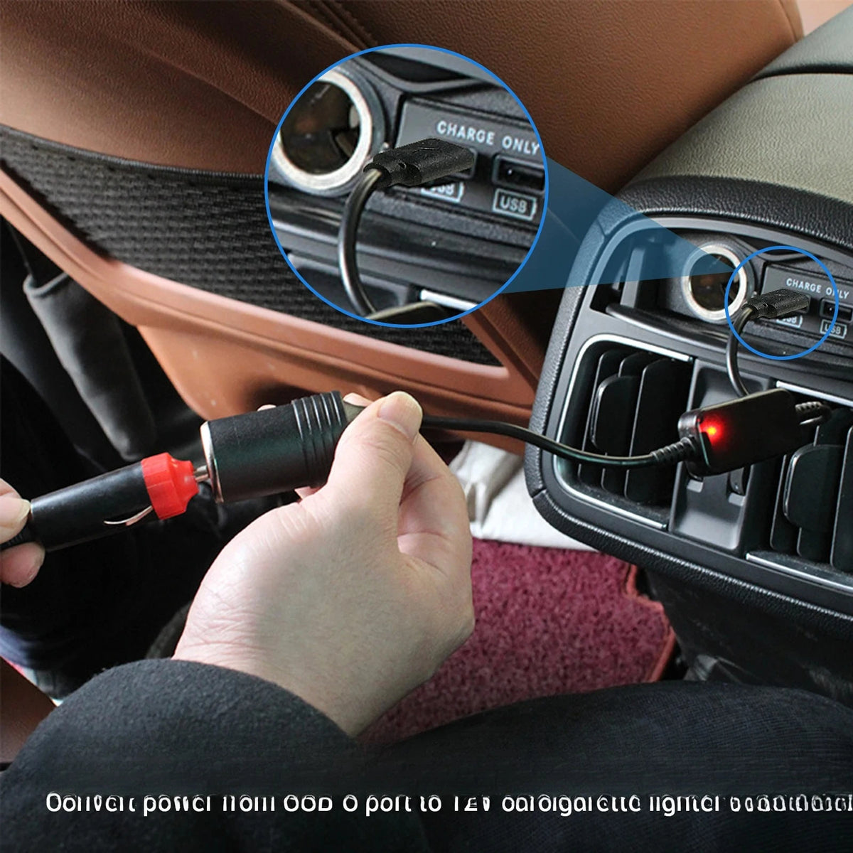 USB To 12V Cigarette Lighter Socket Adapter Car Converter