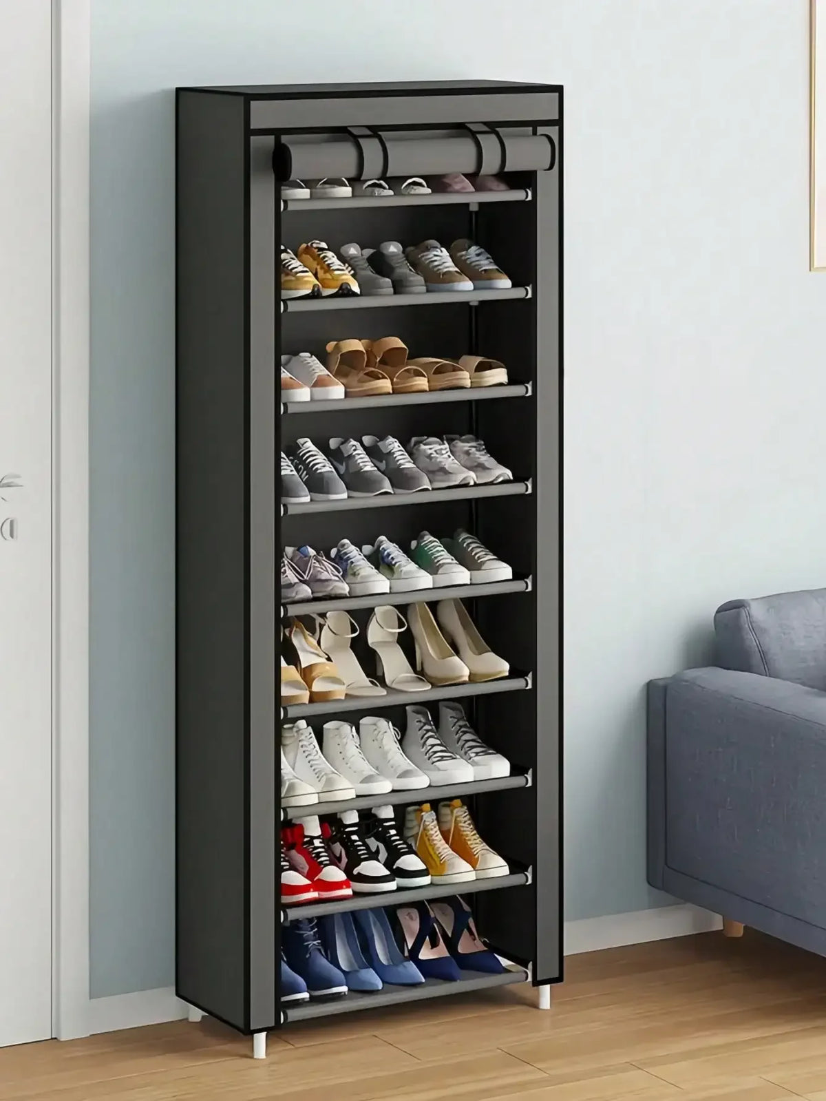 Multi Tier Nonwoven Fabric Shoe Rack With Storage Solutions