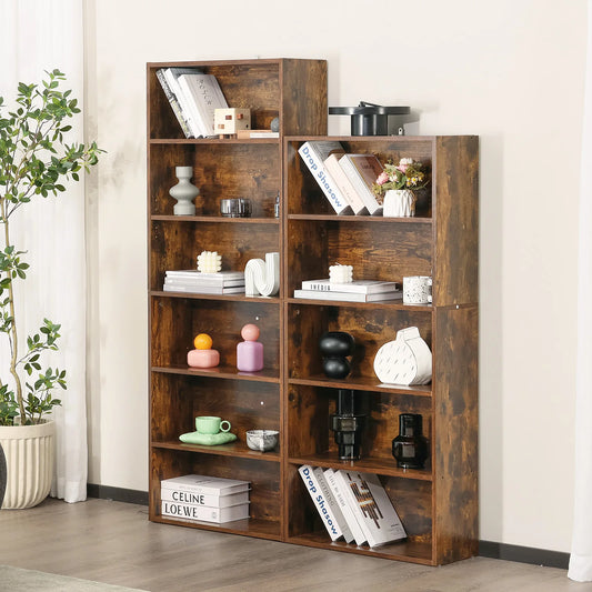 JHK Six Tier Wooden Bookcase For Living Room And Home Office