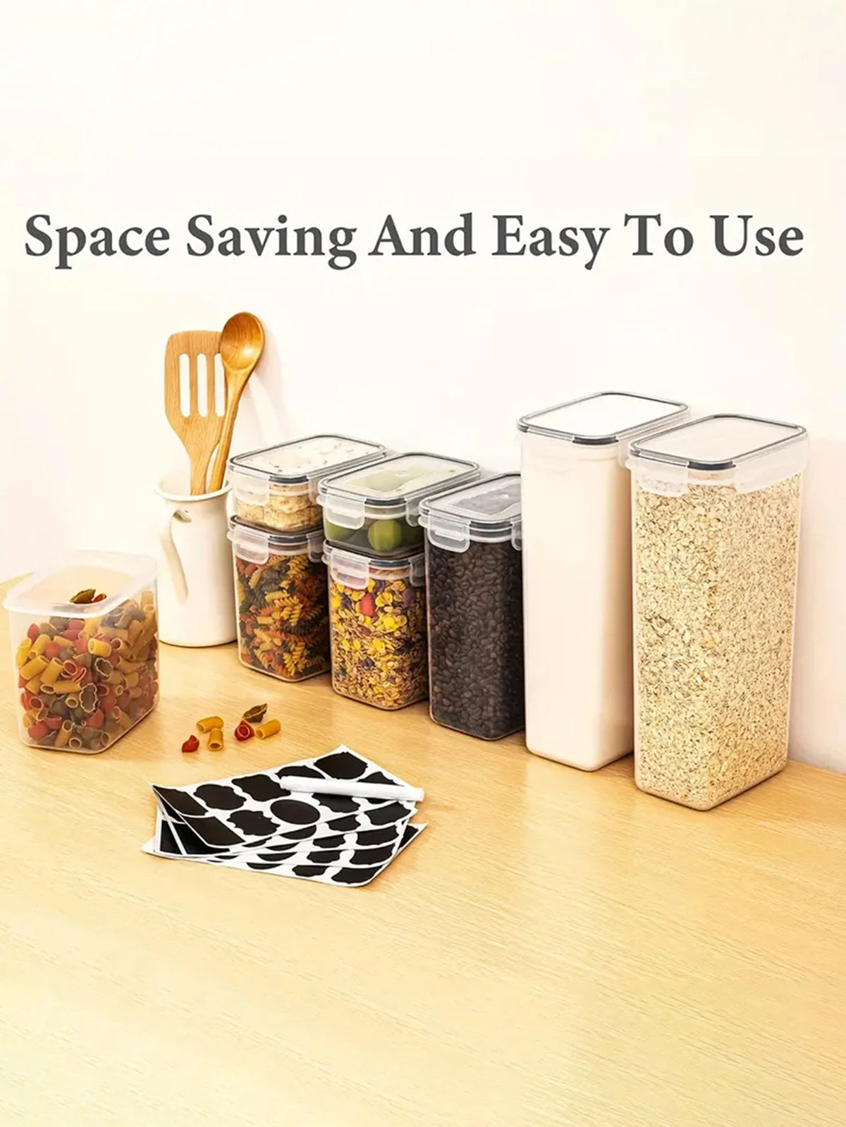 Sealed Pasta Storage Containers With Lids And Labels