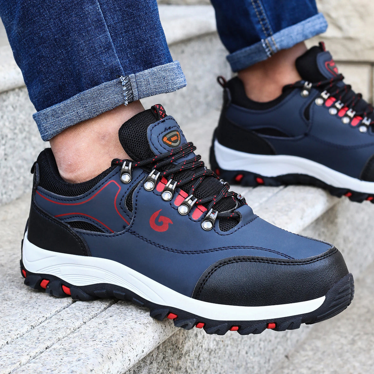 Manlegu Men Steel Toe Safety Work Boots Anti Puncture Breathable Upper