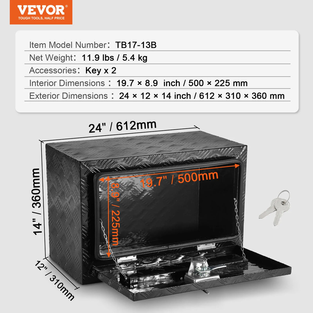 SucceBuy Heavy Duty Diamond Plate Underbody Truck Toolbox With Locks