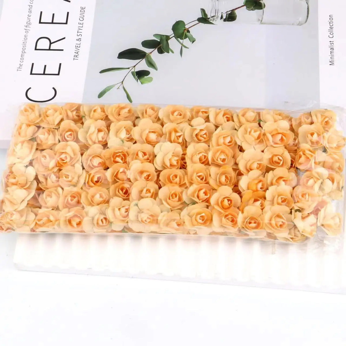 Fujin Artificial Mini Paper Rose Bouquet For Decorations