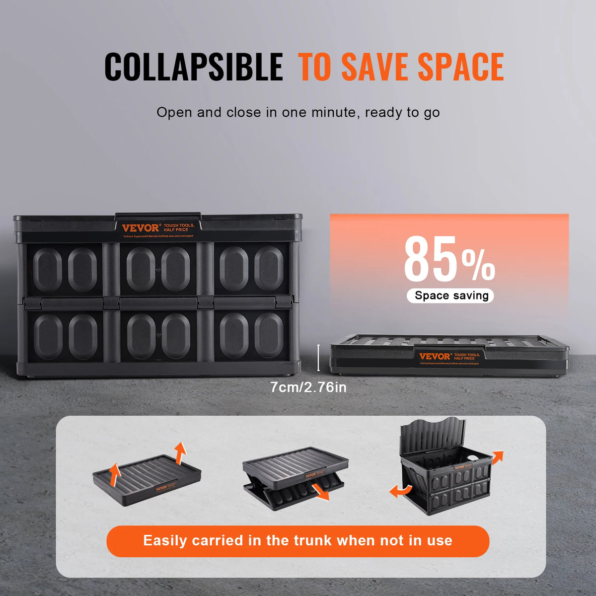 Collapsible Folding Storage Bins With Lids Stackable Utility Crates