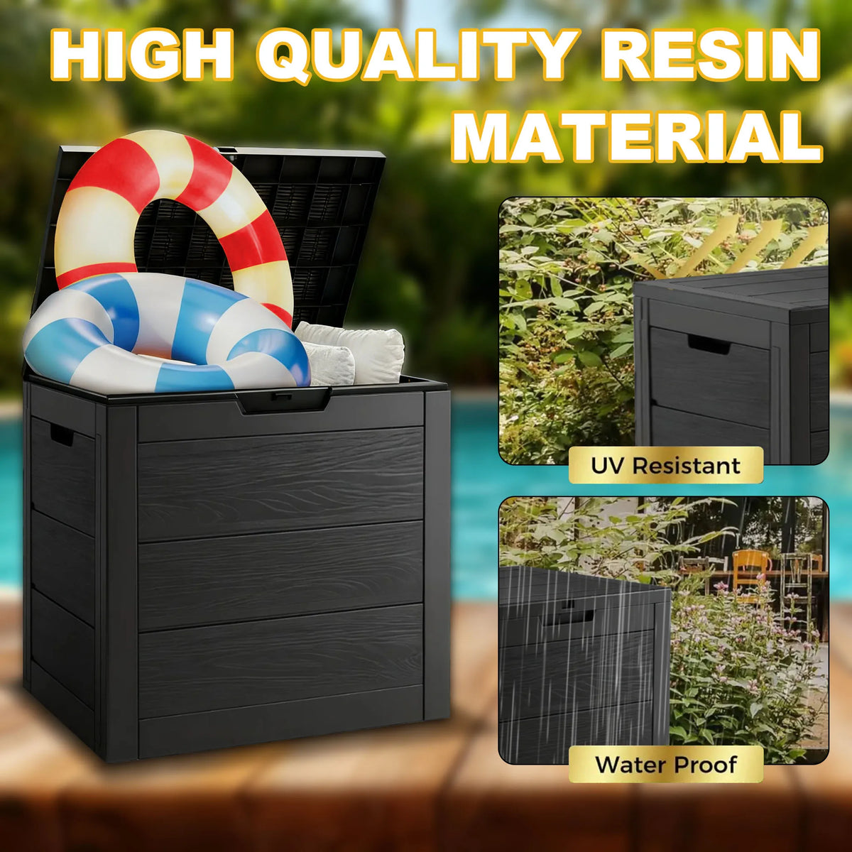 Heavy Duty Outdoor Resin Storage Deck Box With Lockable Lid