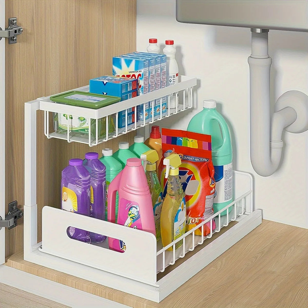 Stainless Steel Sliding Pull Out Cabinet Kitchen Storage Rack