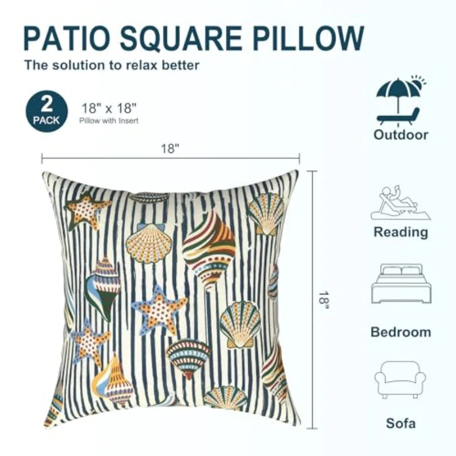 Set Of 2 Waterproof Outdoor Patio Decorative Throw Pillows