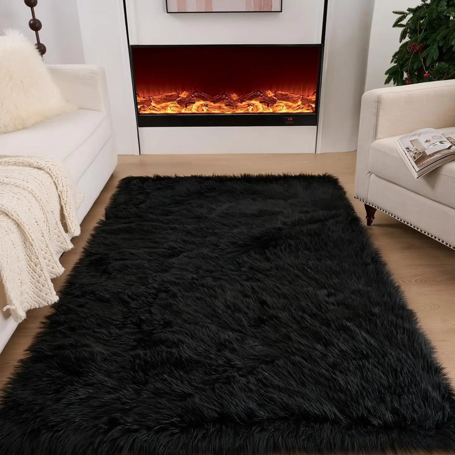 Simple Solid Polyester Area Rug For Living Room