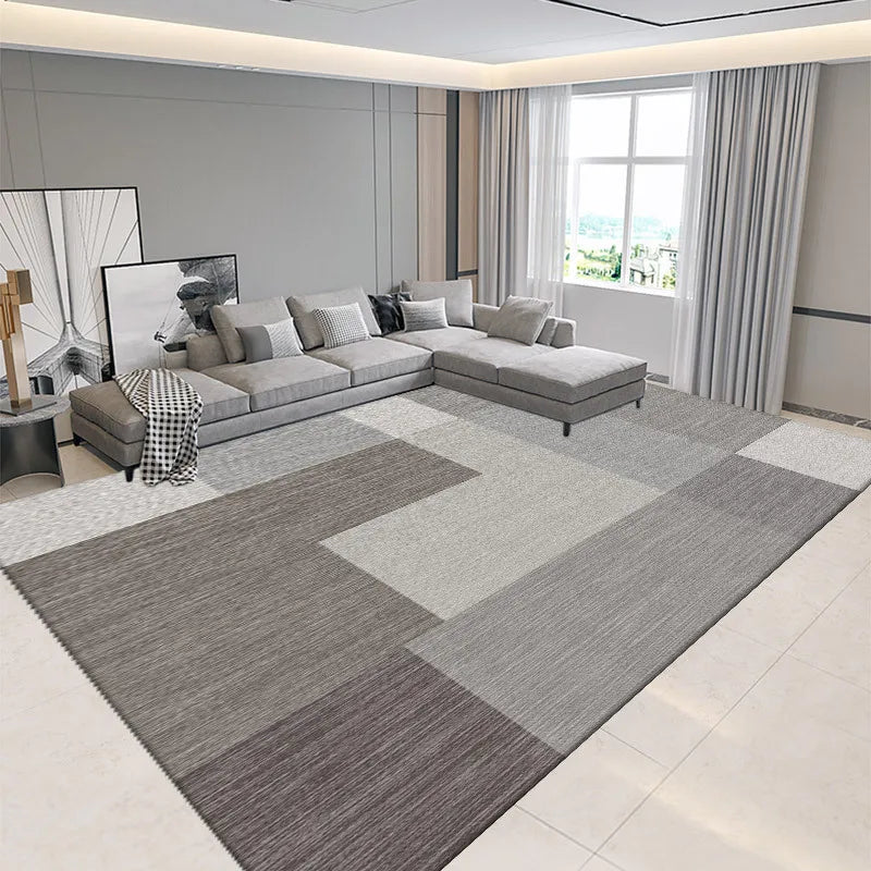 Nordic Geometric Print Crystal Velvet Area Rug With Non-Slip Backing