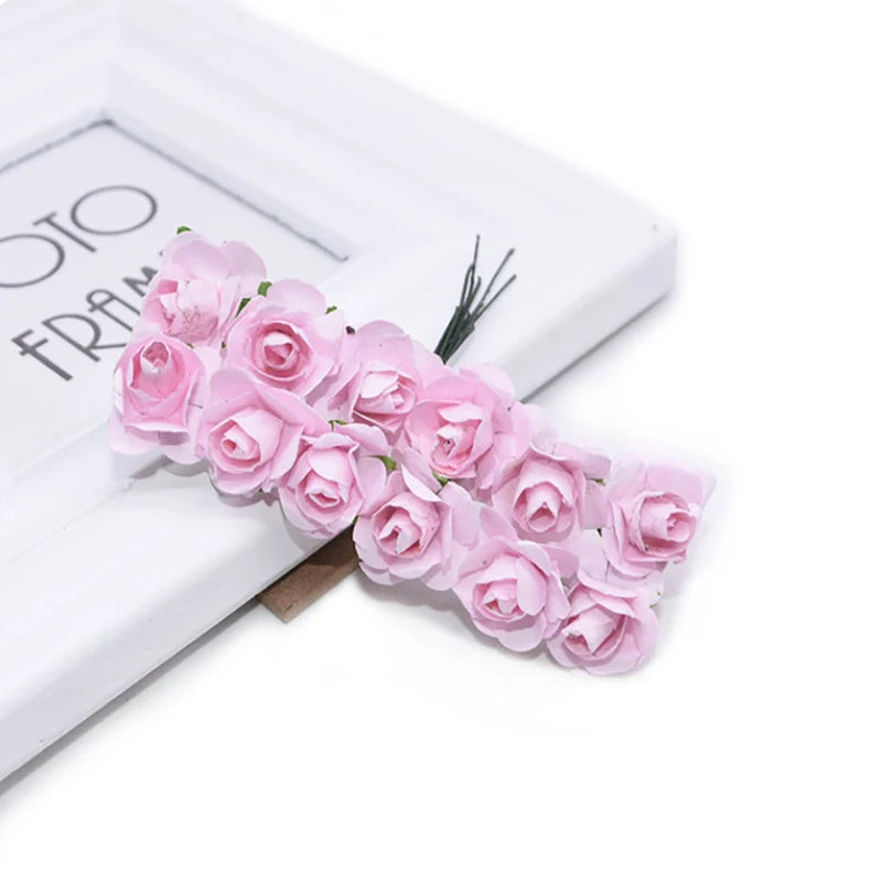 Fujin Artificial Mini Paper Rose Bouquet For Decorations