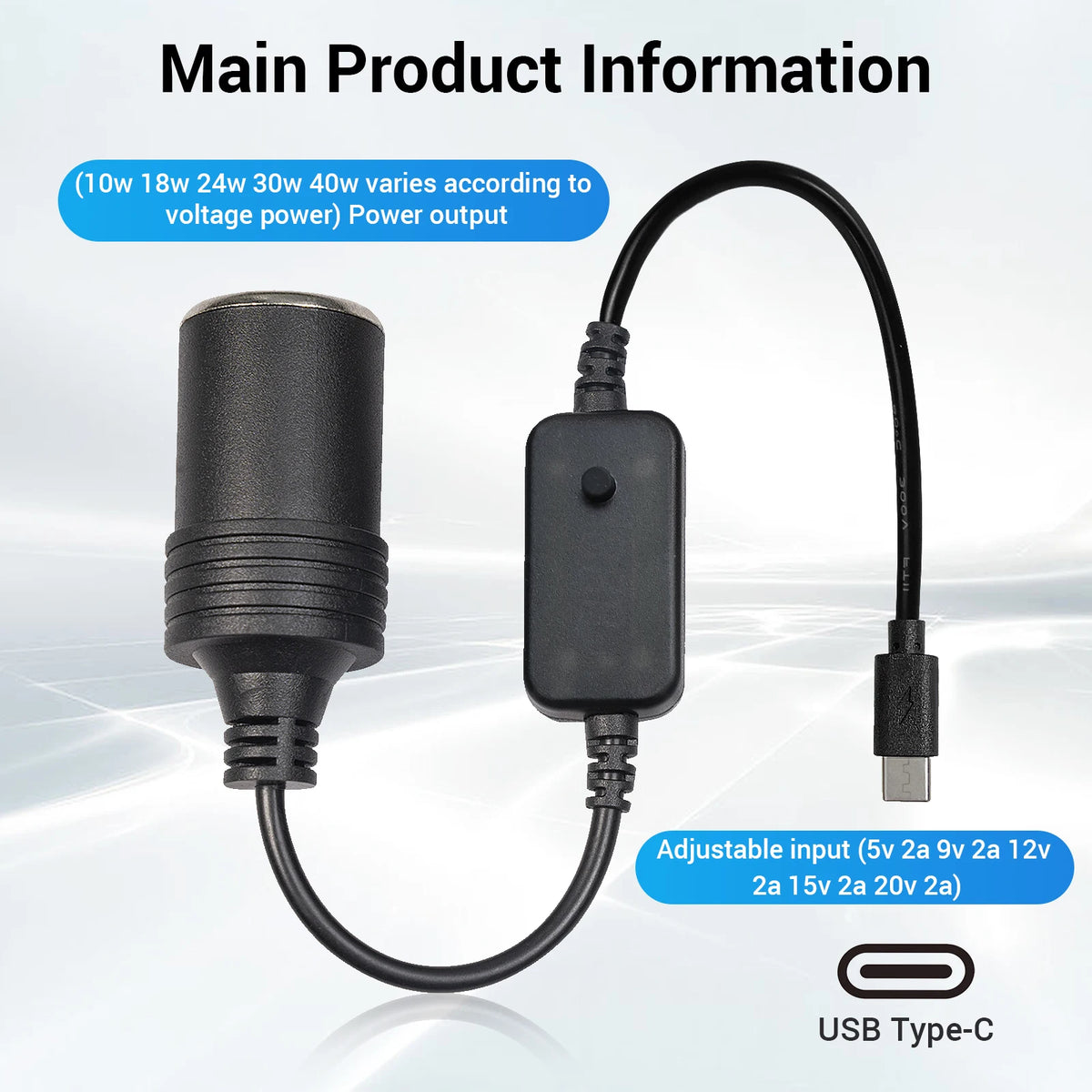 USB To 12V Cigarette Lighter Socket Adapter Car Converter
