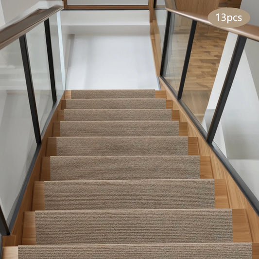 Bymaocar 13 Pcs Beige Non Slip Carpet Stair Treads