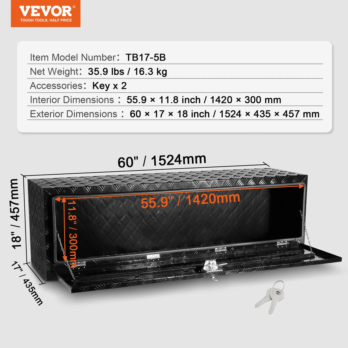 SucceBuy Heavy Duty Diamond Plate Underbody Truck Toolbox With Locks