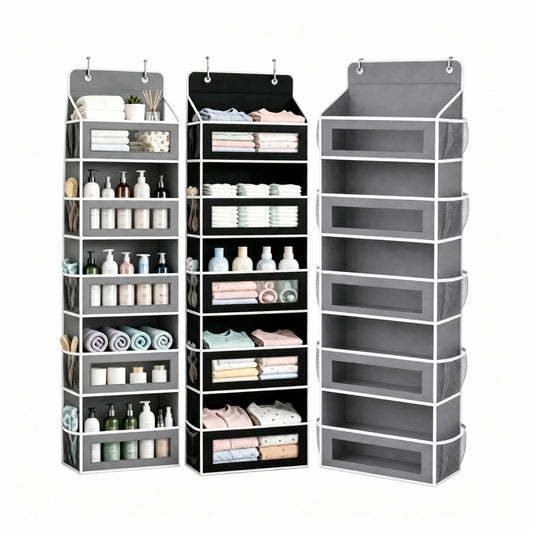 Over The Door Hanging Fabric Storage Organizer With Pockets