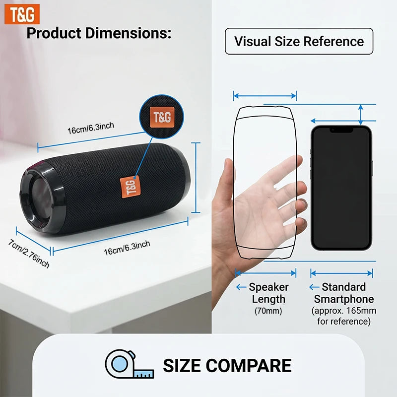 TG Bluetooth Portable Wireless Speaker Featuring Waterproof Stereo Sound