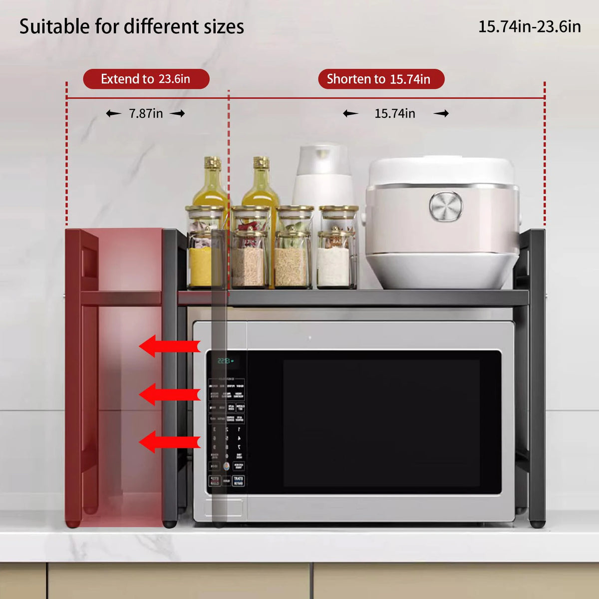 Expandable Microwave Countertop Shelf Rack Kitchen Storage