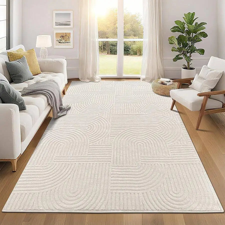 Fluffy Washable Wool Area Rug For Modern Bedroom Flooring