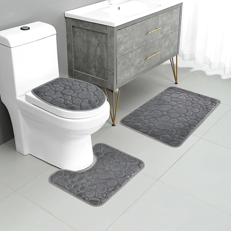 Microfiber Bathroom Floor Mat Set Water Absorbing Non Slip