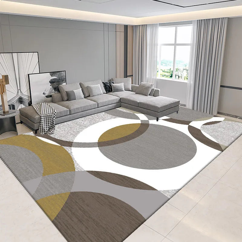 Nordic Geometric Print Crystal Velvet Area Rug With Non-Slip Backing