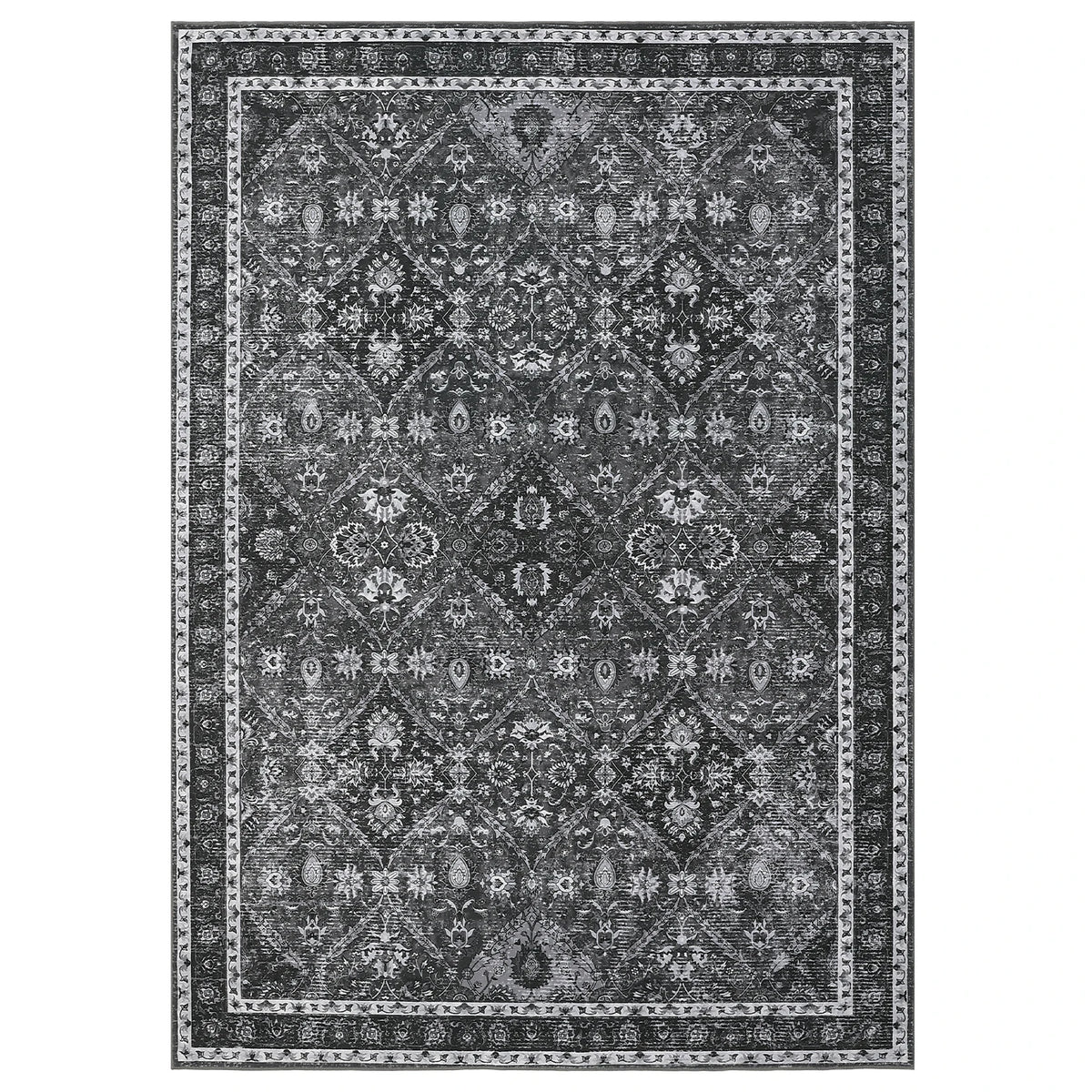 Moroccan Trellis Low Pile Living Room Area Rug Washable