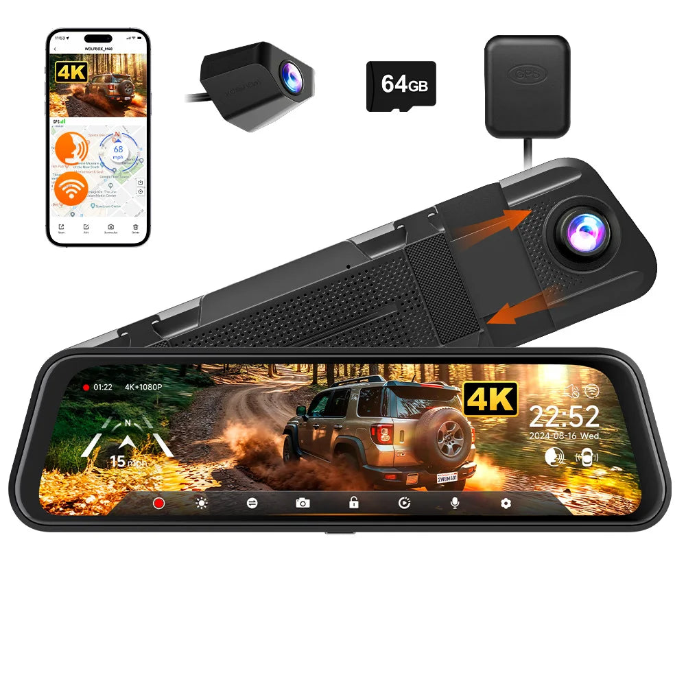Wolfbox M40 Front Rear Dash Cam With GPS Advanced Safety
