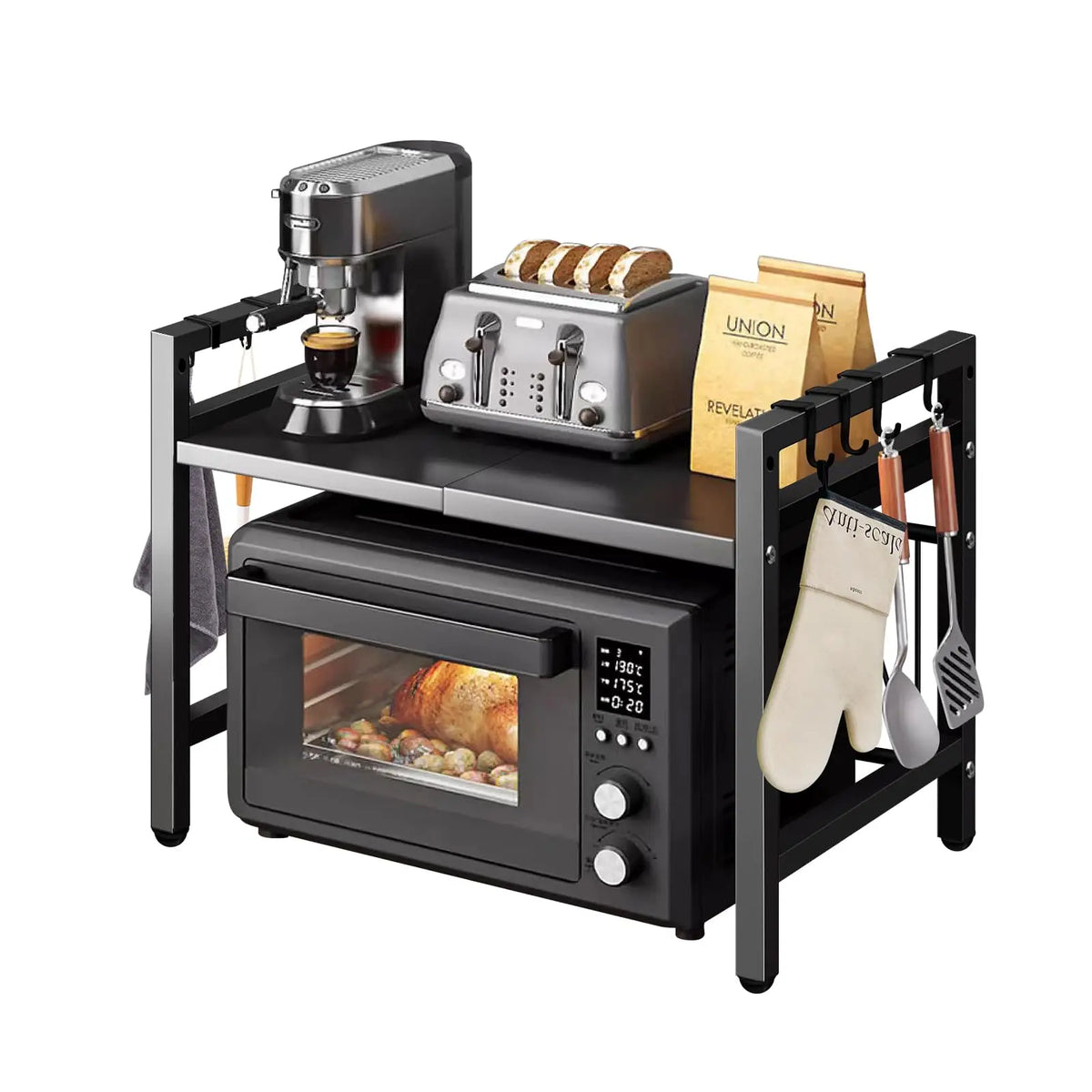 Expandable Microwave Countertop Shelf Rack Kitchen Storage