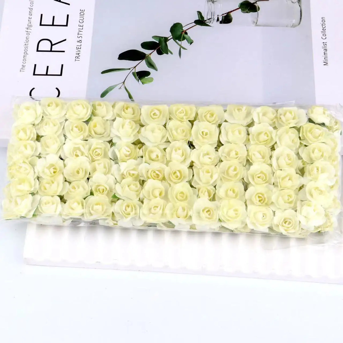 Fujin Artificial Mini Paper Rose Bouquet For Decorations