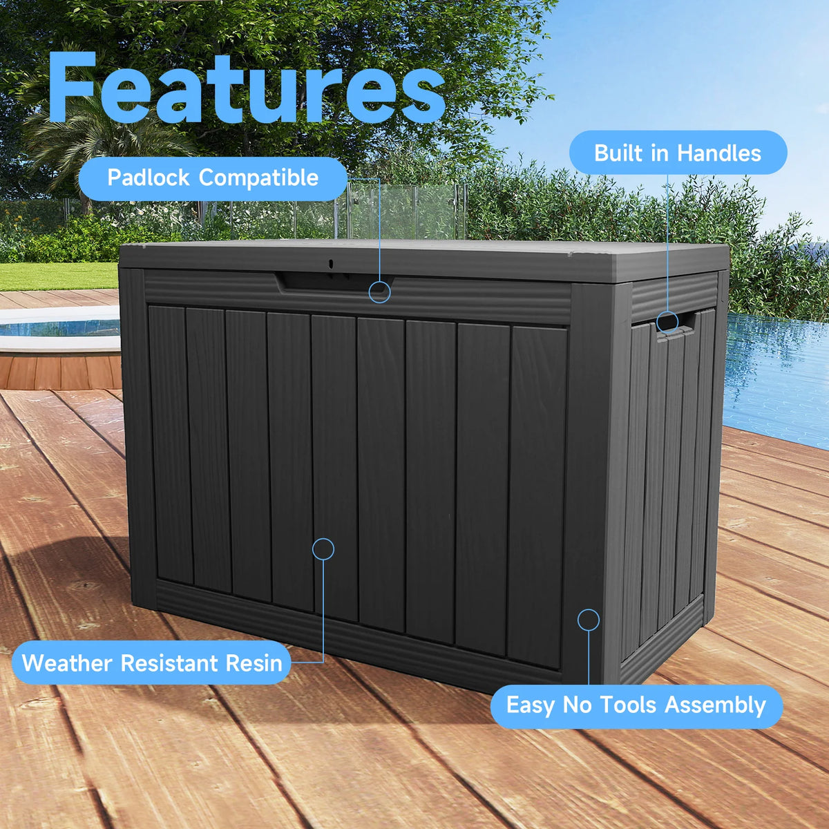 Heavy Duty Waterproof Outdoor Resin Garden Storage Deck Box