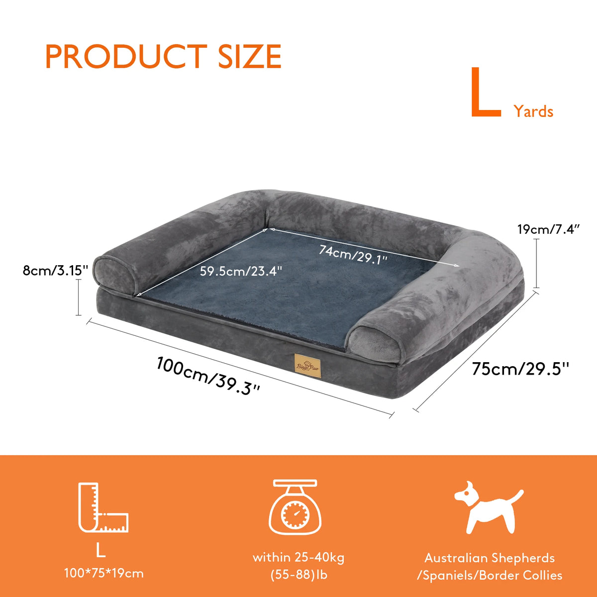 Bingopaw Orthopedic Dog Bed With Removable Washable Soft Foam Cover