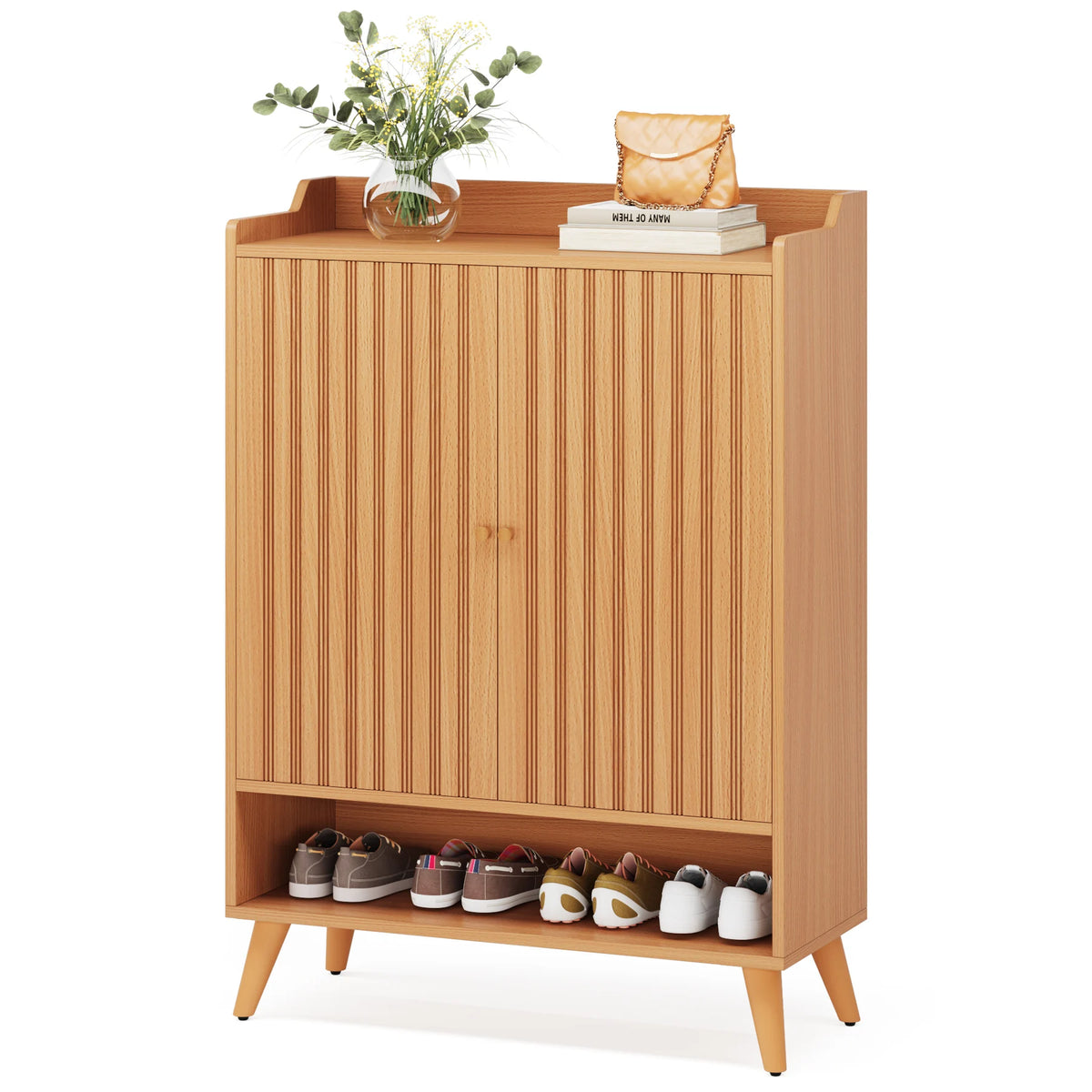 Tribesigns Five Tier Wooden Shoe Rack Storage Cabinet