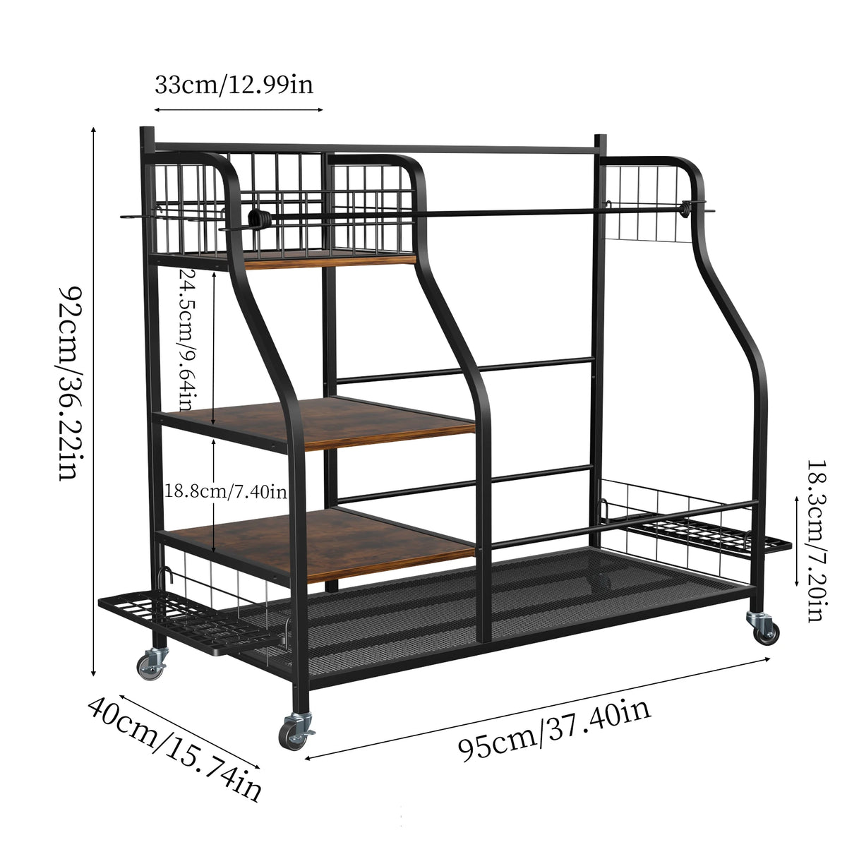 Multi Tier Metal Rolling Golf Bags Storage Organizer Rack