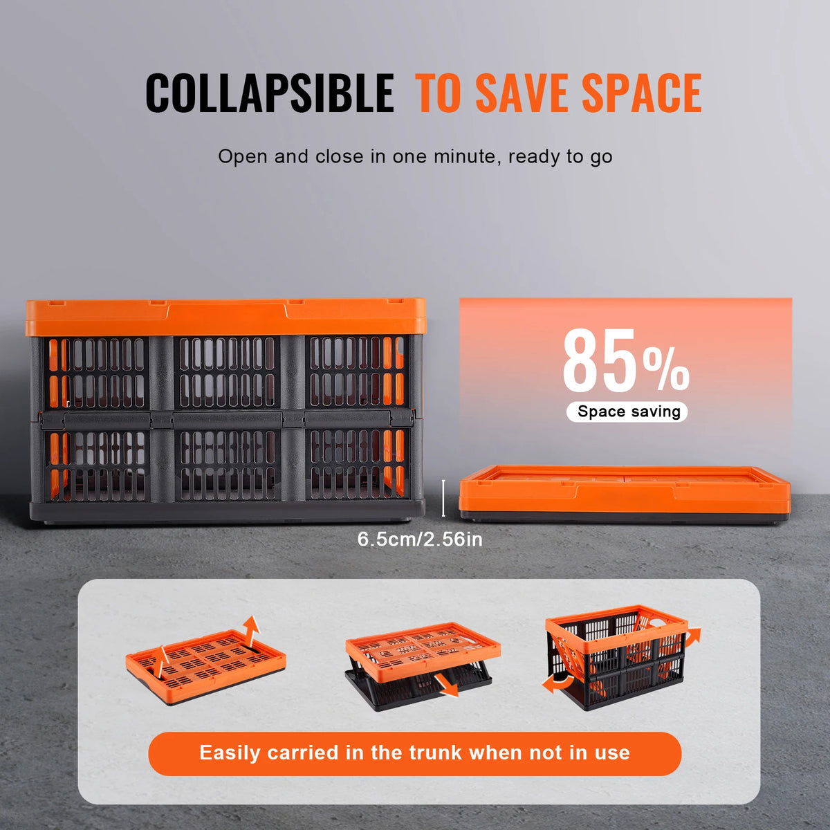 SucceBuy Plastic Collapsible Storage Bins With Handles