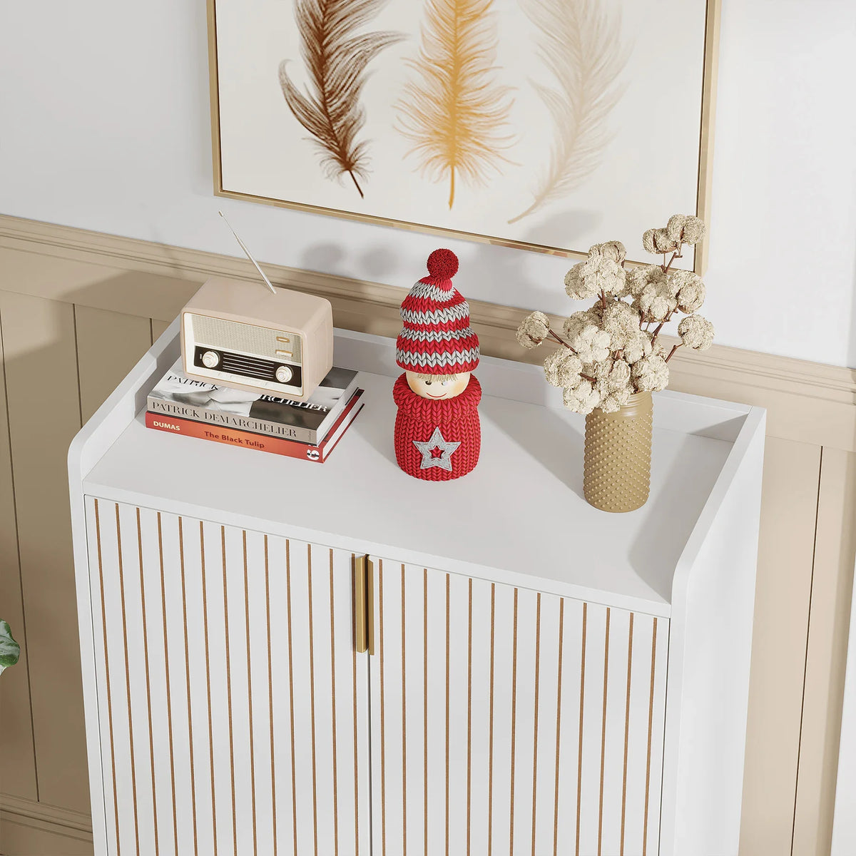 Tribesigns Five Tier Wooden Shoe Rack Storage Cabinet
