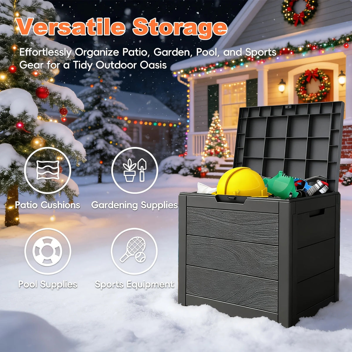 Heavy Duty Outdoor Resin Storage Deck Box With Lockable Lid